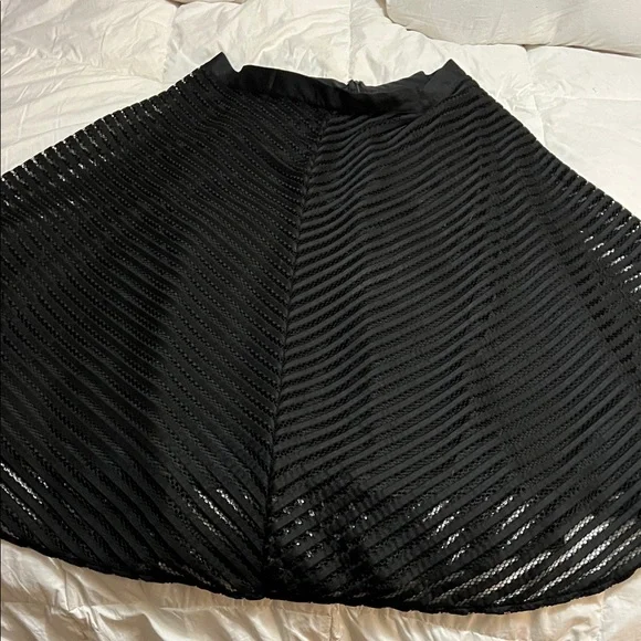 Long Tea Length Black Skirt Fully Lined lace and Ribbon over skirt NWOT - Picture 1 of 12